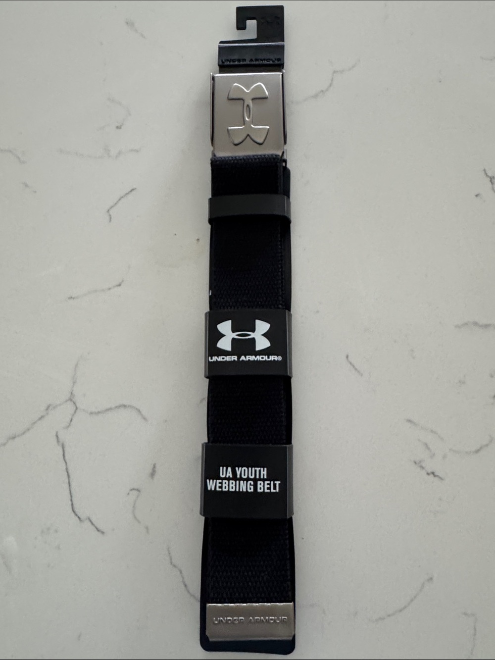 Under Armour Black Youth Webbing Belt with Silver Buckle